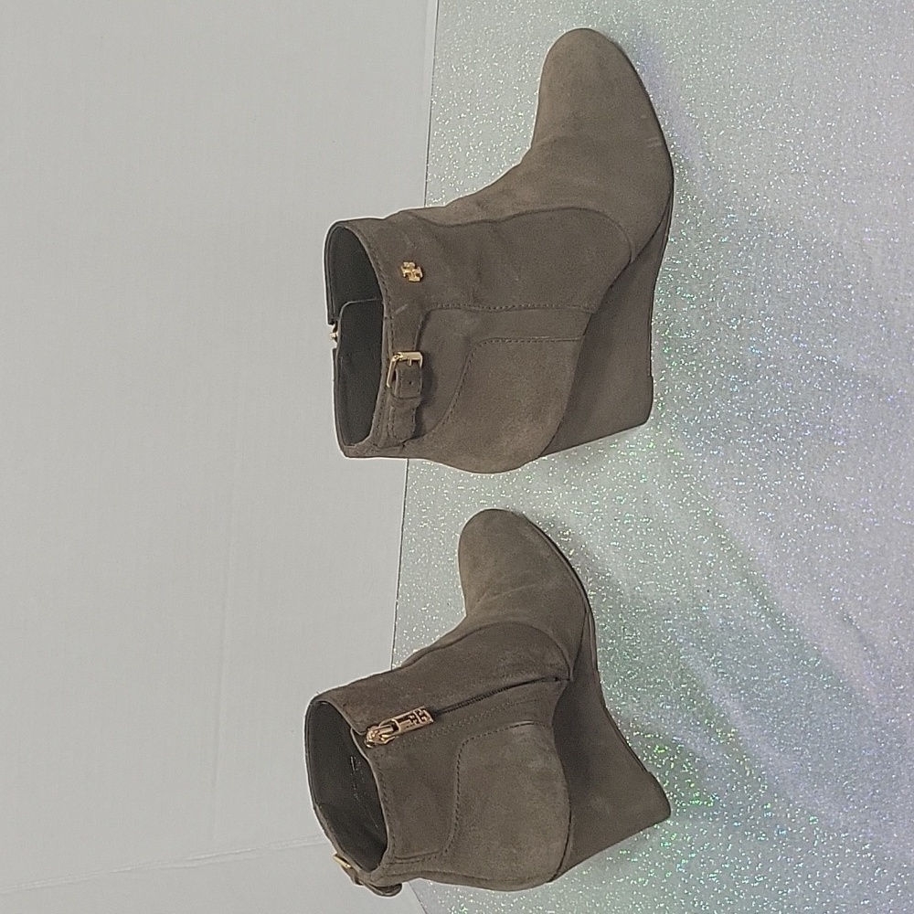 Tory Burch Brown Suede 'Milan' Booties Wedge Heel Boots SZ: 8.5 - Picture 5 of 12